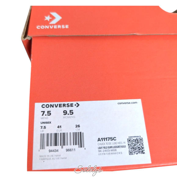 Converse Chuck 70 De Luxe Heel Platform Metal Ring Light Field Surplus Green 9.5 - Picture 7 of 10